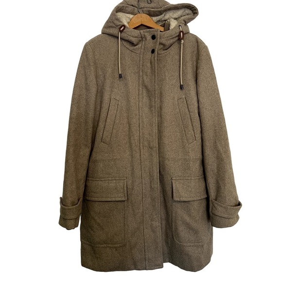 Cole Haan 4 in 1 Tan faux  fur hooded winter coat L - Picture 1 of 16